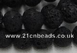 CLV216 15.5 inches 16mm round black natural lava beads wholesale