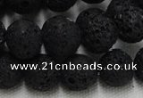 CLV216 15.5 inches 16mm round black natural lava beads wholesale