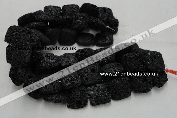 CLV218 15.5 inches 30*30mm square black natural lava beads wholesale