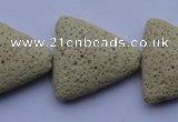 CLV23 15 inches 22*26mm triangle milk white natural lava beads wholesale