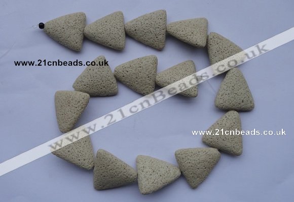 CLV23 15 inches 22*26mm triangle milk white natural lava beads wholesale