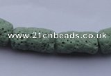 CLV27 15.5 inches 10*18mm column shape green natural lava beads wholesale