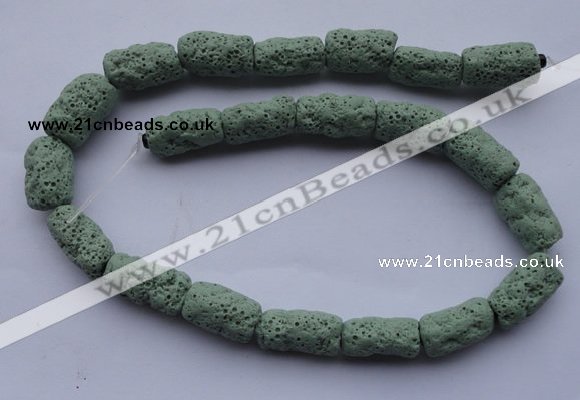 CLV27 15.5 inches 10*18mm column shape green natural lava beads wholesale