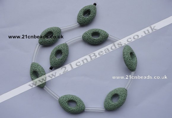 CLV28 16.5 inches 20*32mm oval green natural lava beads wholesale