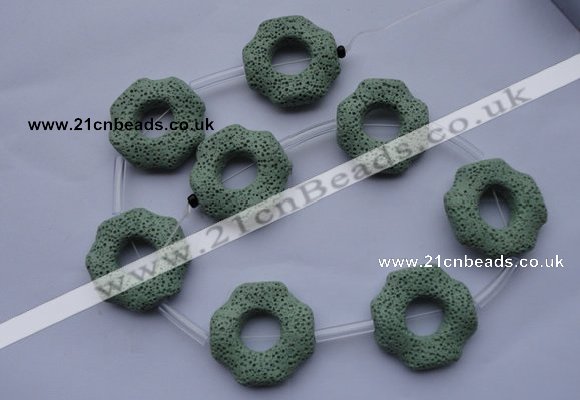 CLV30 15.5 inches 32*32mm octagon green natural lava beads wholesale