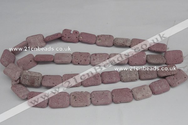 CLV301 15.5 inches 15*20mm rectangle lava beads wholesale