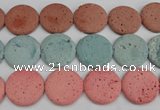 CLV308 15.5 inches 30mm flat round lava beads wholesale