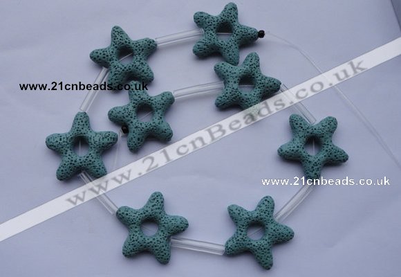 CLV31 15.5 inches 7*32mm star blue natural lava beads wholesale