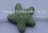 CLV33 16 inches 11*38mm star green natural lava beads wholesale