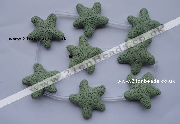 CLV33 16 inches 11*38mm star green natural lava beads wholesale
