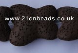 CLV34 15 inches 26*28mm butterfly-shaped chocolate natural lava beads