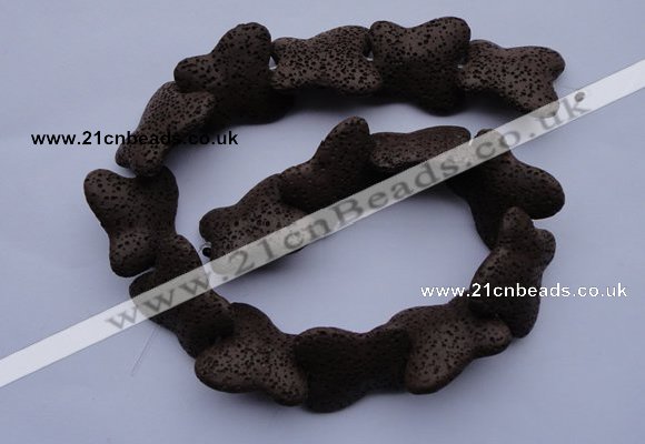 CLV34 15 inches 26*28mm butterfly-shaped chocolate natural lava beads