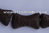 CLV35 15.5 inches 12*20mm pillow-shaped chocolate natural lava beads