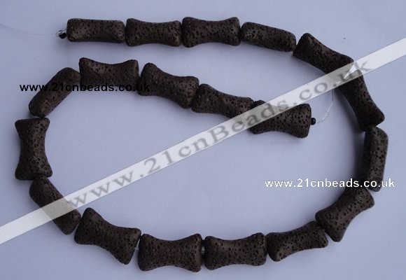 CLV35 15.5 inches 12*20mm pillow-shaped chocolate natural lava beads