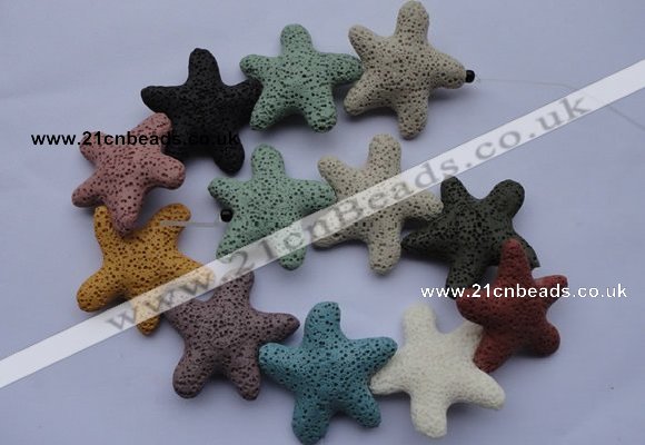 CLV37 14 inches 10*36mm star multicolor natural lava beads wholesale