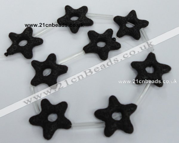 CLV41 15.5 inches 7*35mm star black natural lava beads wholesale