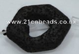 CLV44 15.5 inches 26*33mm hexagon black natural lava beads wholesale