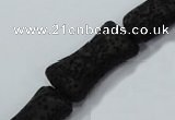 CLV45 15.5 inches 12*20mm pillow-shaped black natural lava beads