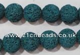 CLV454 15.5 inches 12mm round dyed blue lava beads wholesale