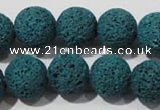 CLV455 15.5 inches 14mm round dyed blue lava beads wholesale