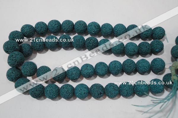 CLV455 15.5 inches 14mm round dyed blue lava beads wholesale