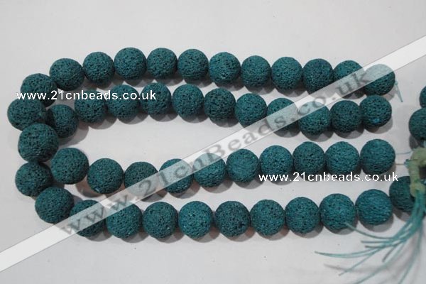 CLV456 15.5 inches 16mm round dyed blue lava beads wholesale