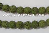 CLV460 15.5 inches 8mm round dyed green lava beads wholesale