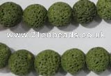 CLV462 15.5 inches 12mm round dyed green lava beads wholesale