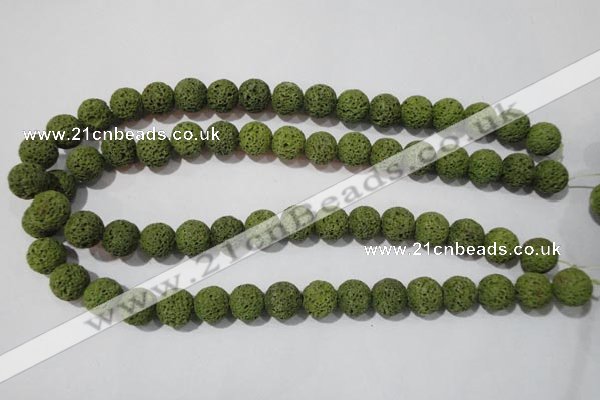 CLV462 15.5 inches 12mm round dyed green lava beads wholesale