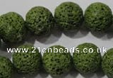 CLV463 15.5 inches 14mm round dyed green lava beads wholesale