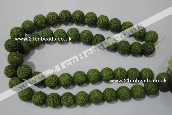 CLV463 15.5 inches 14mm round dyed green lava beads wholesale