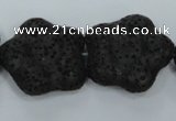 CLV47 15 inches 8*26mm star black natural lava beads wholesale