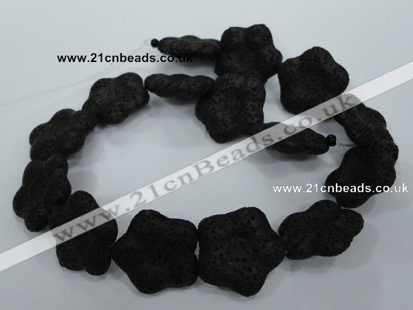 CLV47 15 inches 8*26mm star black natural lava beads wholesale