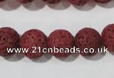 CLV470 15.5 inches 12mm round dyed red lava beads wholesale