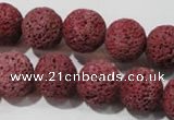 CLV471 15.5 inches 14mm round dyed red lava beads wholesale