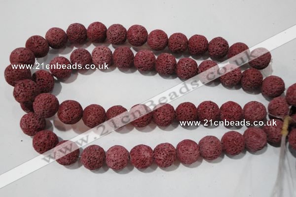 CLV471 15.5 inches 14mm round dyed red lava beads wholesale