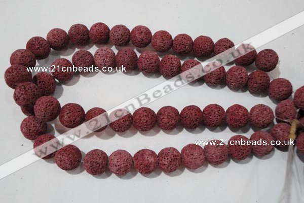 CLV472 15.5 inches 16mm round dyed red lava beads wholesale