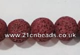 CLV473 15.5 inches 18mm round dyed red lava beads wholesale