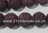 CLV480 15.5 inches 16mm round dyed purple lava beads wholesale