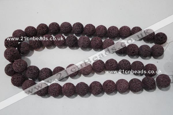 CLV480 15.5 inches 16mm round dyed purple lava beads wholesale