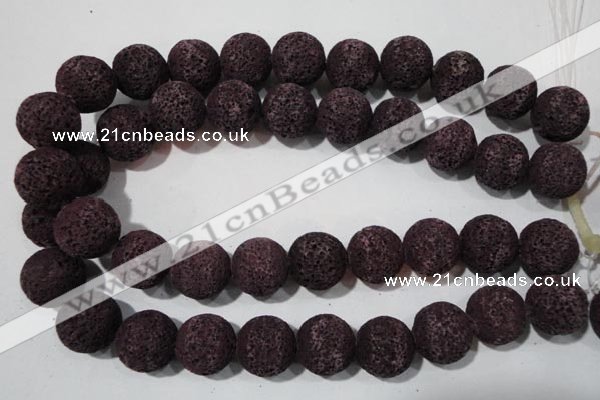 CLV481 15.5 inches 18mm round dyed purple lava beads wholesale