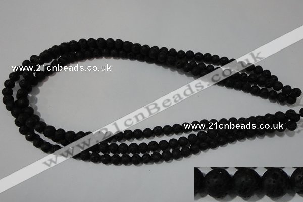 CLV483 15.5 inches 6mm round black lava beads wholesale