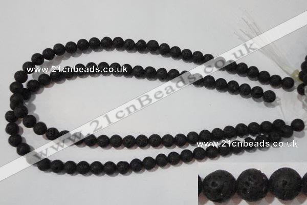 CLV484 15.5 inches 8mm round black lava beads wholesale