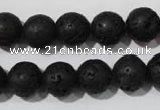 CLV486 15.5 inches 12mm round black lava beads wholesale