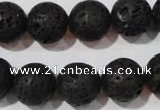 CLV487 15.5 inches 14mm round black lava beads wholesale