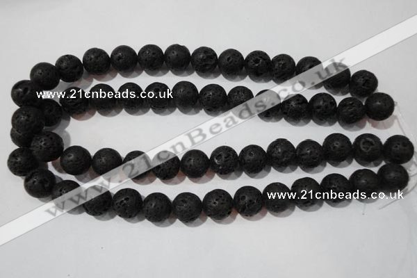 CLV487 15.5 inches 14mm round black lava beads wholesale