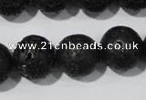 CLV488 15.5 inches 16mm round black lava beads wholesale