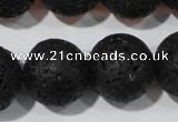 CLV490 15.5 inches 20mm round black lava beads wholesale