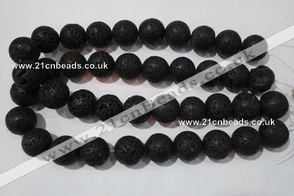 CLV490 15.5 inches 20mm round black lava beads wholesale