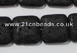 CLV495 15.5 inches 20*20mm square black lava beads wholesale